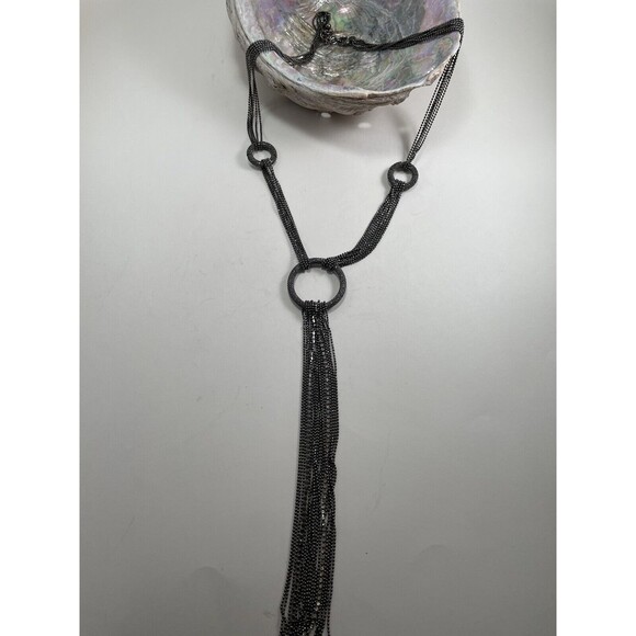 Joan Rivers Multichain And Circles 29 inch Necklace Rhinestone Dark Silver Tone - Picture 15 of 16